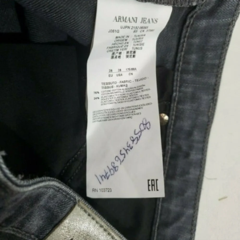 Armani Size 28 Blue Jeans Gray‎ Slim Skinny gray wash denim pants Casual Comfy